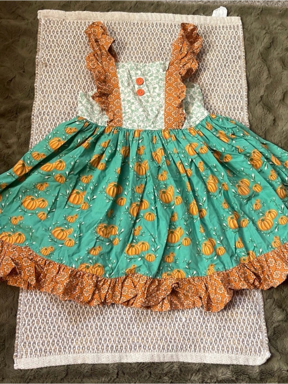 Eleanor rose dress fall/ pumking dress 7/8 girls. Holiday dress